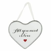 Hanging Mirrored Glitter Heart Plaque -All You Need Is Love