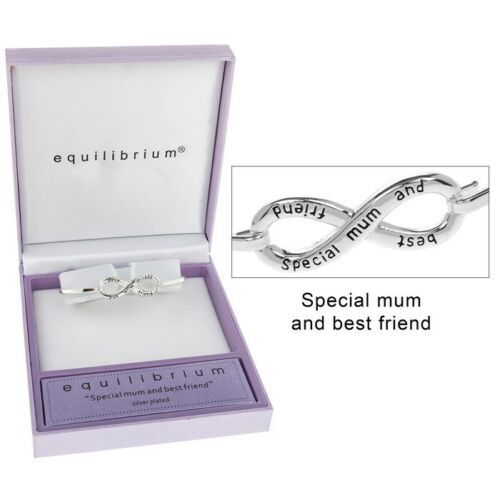Equilibrium Silver Plated Mum Infinity Bracelet