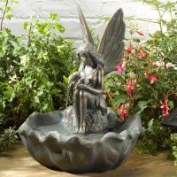 Solar Powered Bronze Effect Fairy Cascade Fountain Outdoor Water Feature
