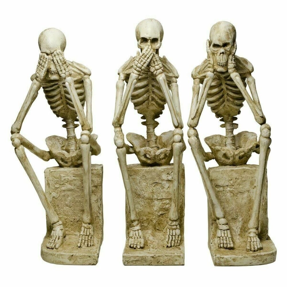 Large Hear No Evil Set Of 3 Skeleton Statues