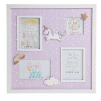 Unicorn Lullaby Quad Aperture Photo Collage Picture Frame 