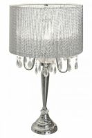 Beaumont Designer Four Arm Table Lamp - Sparkling Silver Tubes Shade