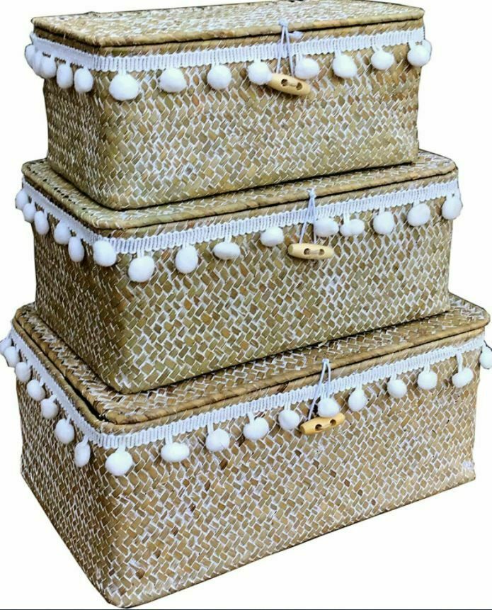 Set of 3 Pom Pom Storage Baskets