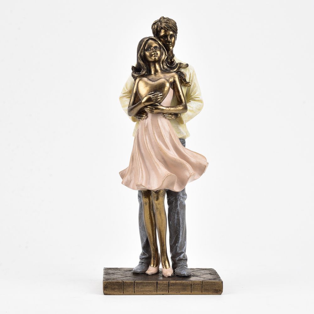 Juliana Embracing Couple with Heart Figurine