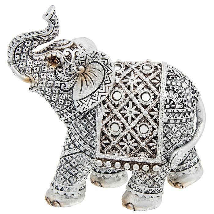 Silver Diamond Medium Elephant Ornament