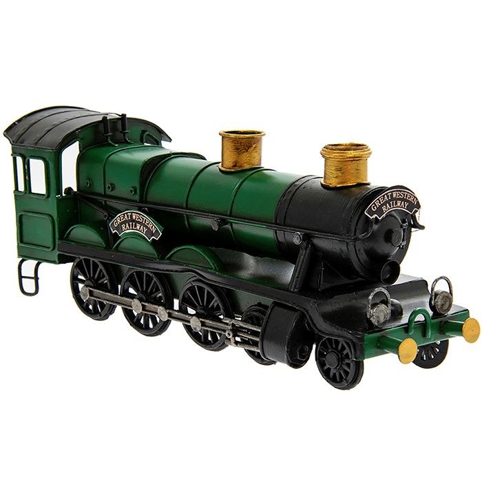 Large Metal Green Locomotive Steam Train Model