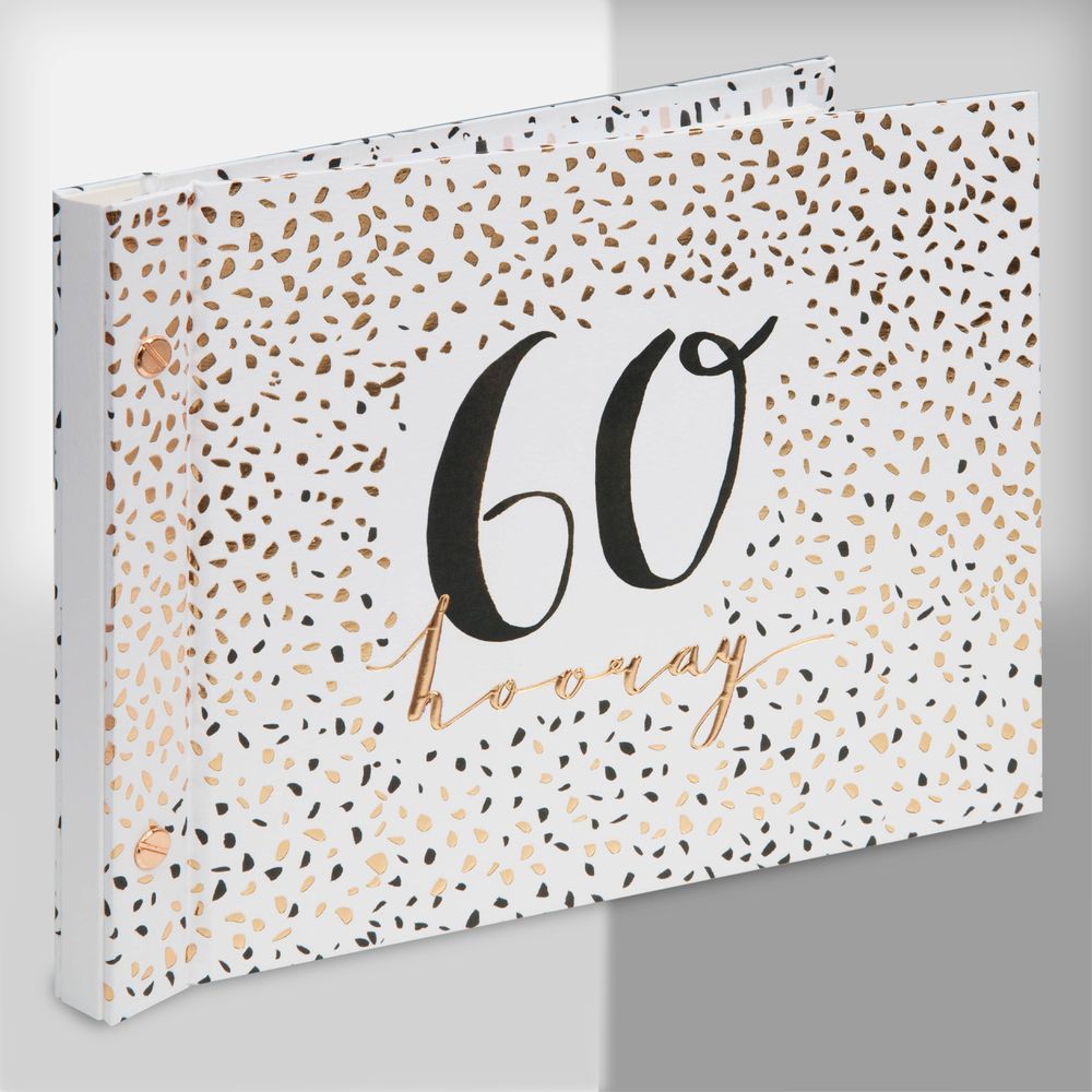 Luxe Rose Gold 60th Birthday Guest Book and Photo Album 