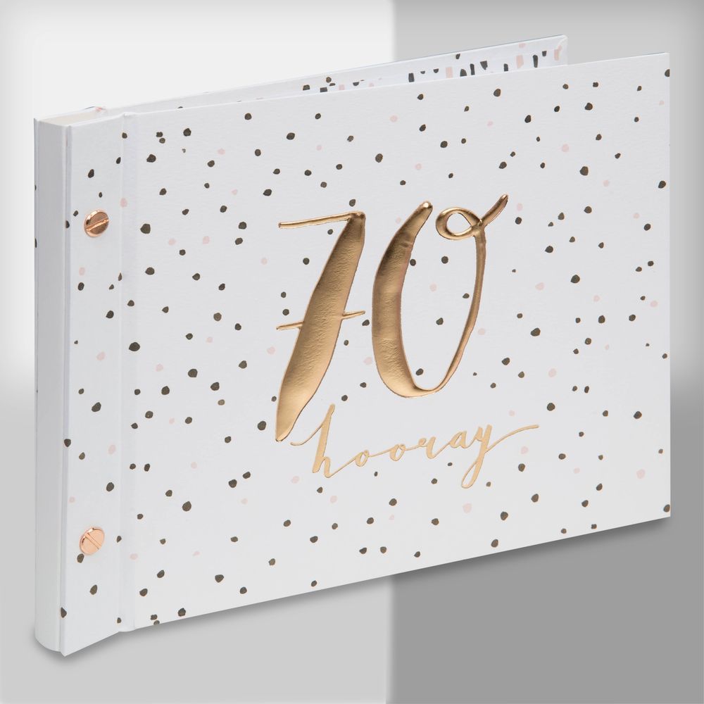 Luxe Rose Gold 70th Birthday Guest Book and Photo Album 
