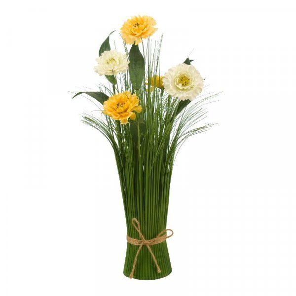 40cm Mellow Yellow Wild Flower Grass Faux Bouquet