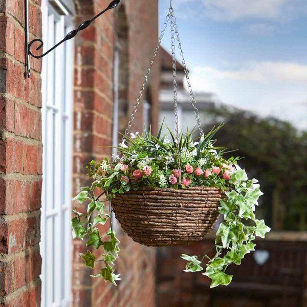 Easy Faux Floral Hanging Basket - Blush
