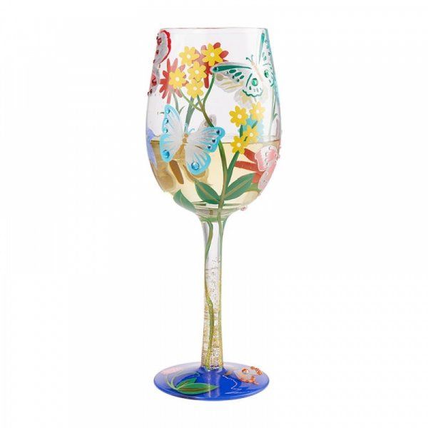Lolita Gift Boxed Bejeweled Butterfly Wine Glass Gift Hand Painted