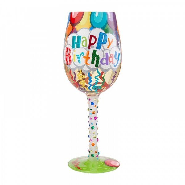 Lolita Gift Boxed Birthday Streamers Wine Glass Gift Hand Painted