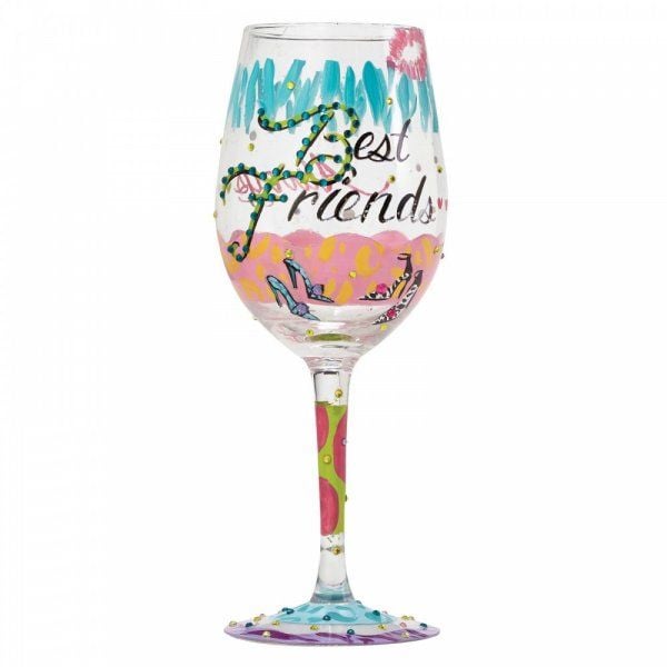 Lolita Gift Boxed Best Friends Always Wine Glass Gift Hand Painted