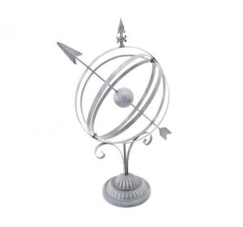 Grey Metal Sundial Sphere Globe Ornament