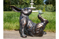 Bronze Effect Rabbit And Bird Figurine Ornament