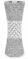 Stunning Ceramic Silver Sparkle 25cm Vase Bling Crushed Diamante