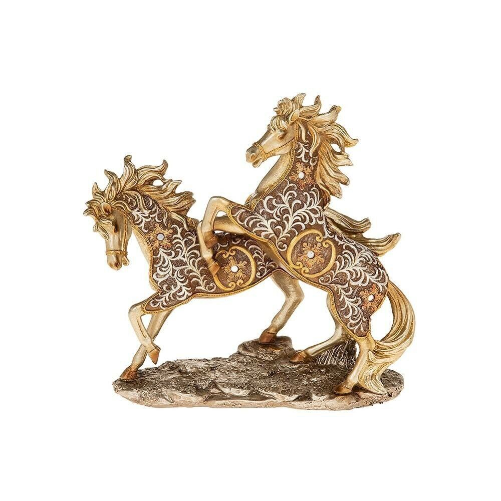Large Filigree Gold 2 Frolicking Horses Ornament