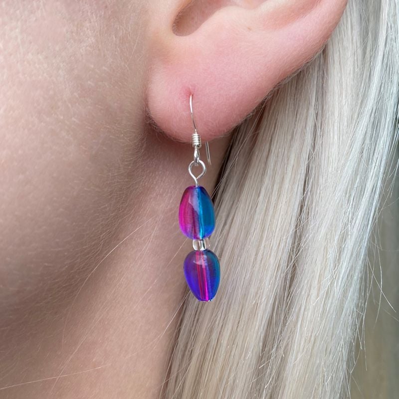 Carrie Elspeth Blue & Pink Pear drops Earrings