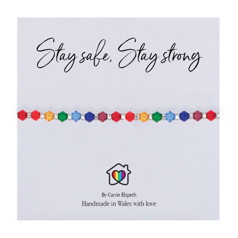 Carrie Elspeth 'Stay Safe, Stay Strong' Rainbow Sentiment Bracelet