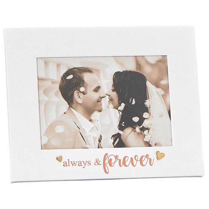 Gold Heart Always & Forever Wedding Photo Frame 7x5