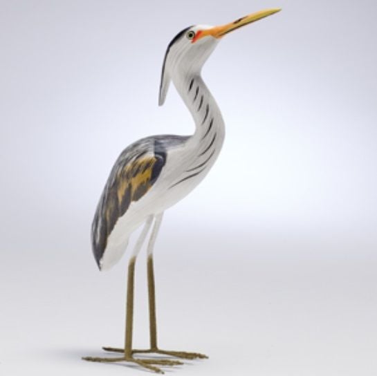 Heron Hand Carved Painted Bird