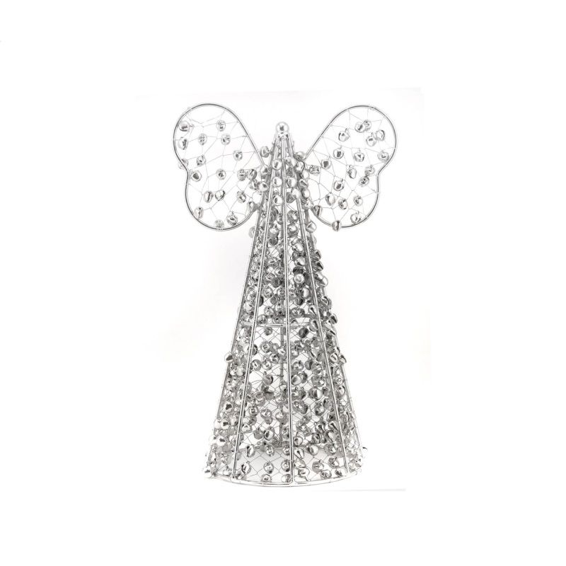 24 cm Silver Wire & Beaded Table Top Angel Christmas Decoration 