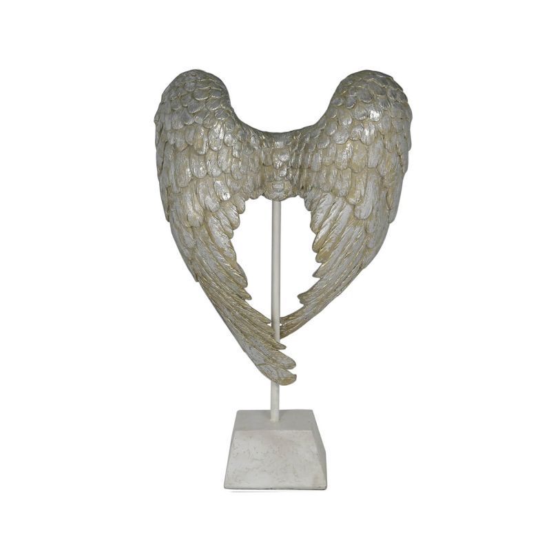Large Mother Of Pearl Angel Wings Decoration Ornament On Stand