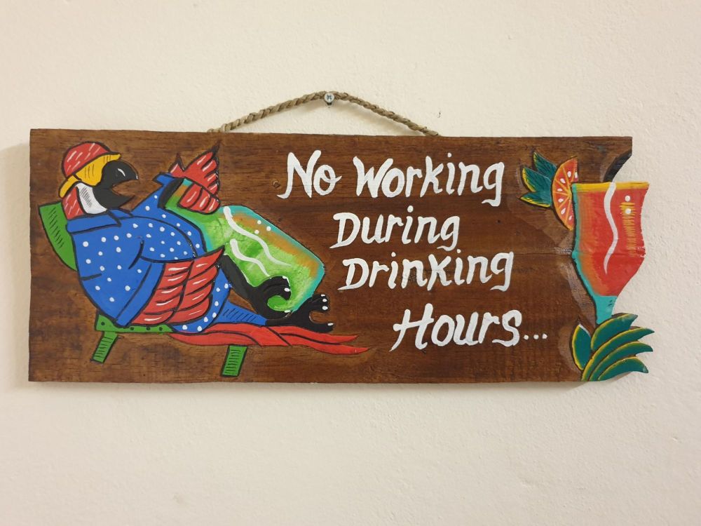 No Working Parrot Bar Wooden Plaque