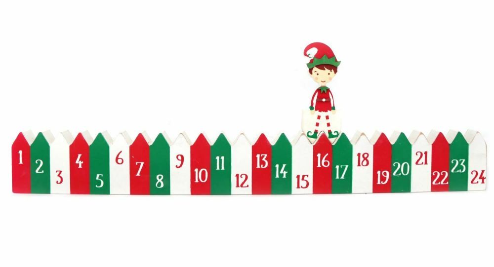 Elf  Wooden Advent Calendar  24 Day Christmas Countdown Decoration