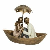 Rainy Day Collection Couple In Boat with Umbrella Figurine