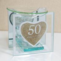 Heart Gold Glitter Glass 50th Anniversary Oil Burner