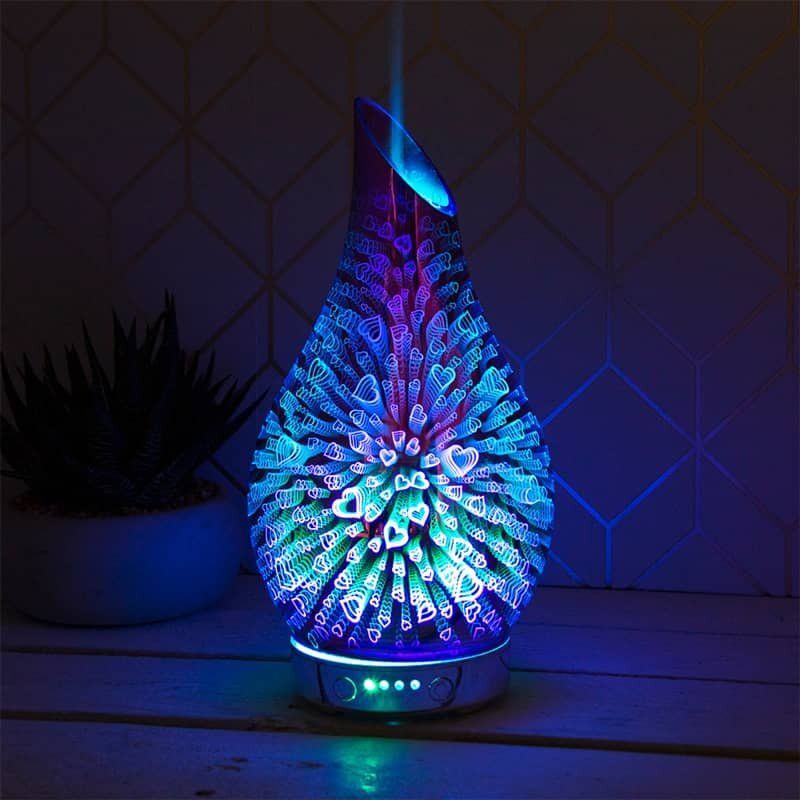 Ultrasonic Colour Changing Hearts Humidifier Diffuser Lamp  Air Mist Purifier 