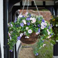 Artificial Petunia Hanging Basket Indoor Outdoor Garden Flower Arrangement