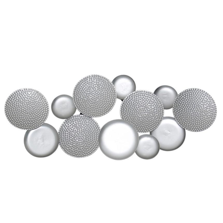 Large Silver Dimpled Circles Metal Wall Art
