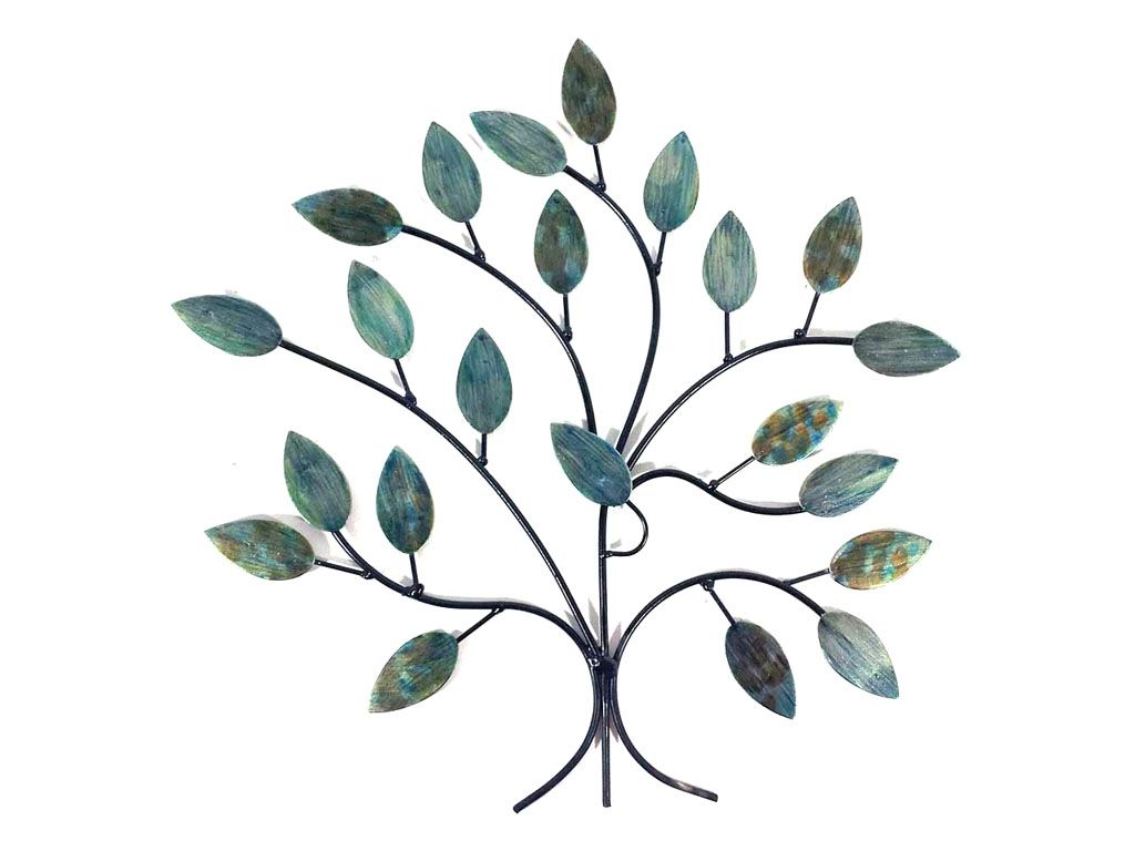 Contemporary Metal Wall Art Decor Picture - Cool Winter Leaves on Branch