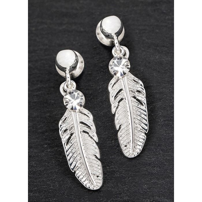 Equilibrium Silver Plated Feather Earrings