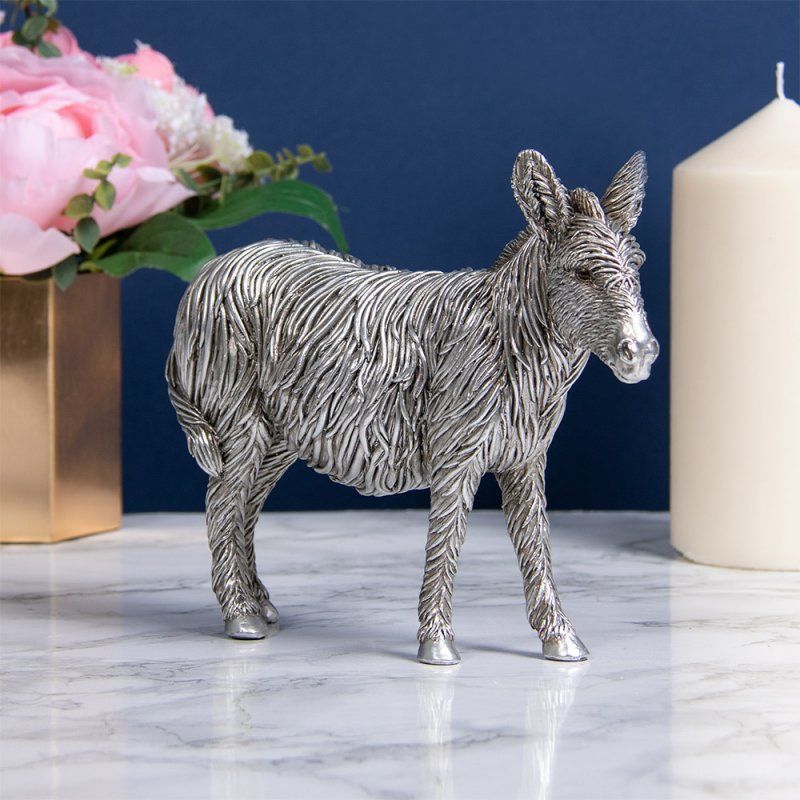  Silver Long Haired Donkey  Ornament  Figurine