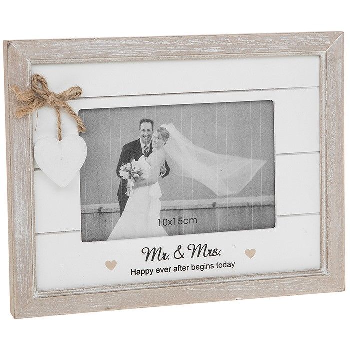 MR & MRS 4x6" Photo Picture Frame Gift Heart Shabby Chic 