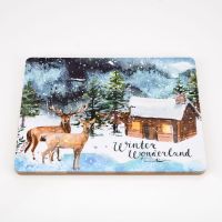 Set of 4 Placemats Deer and Stag Lodge Scene 