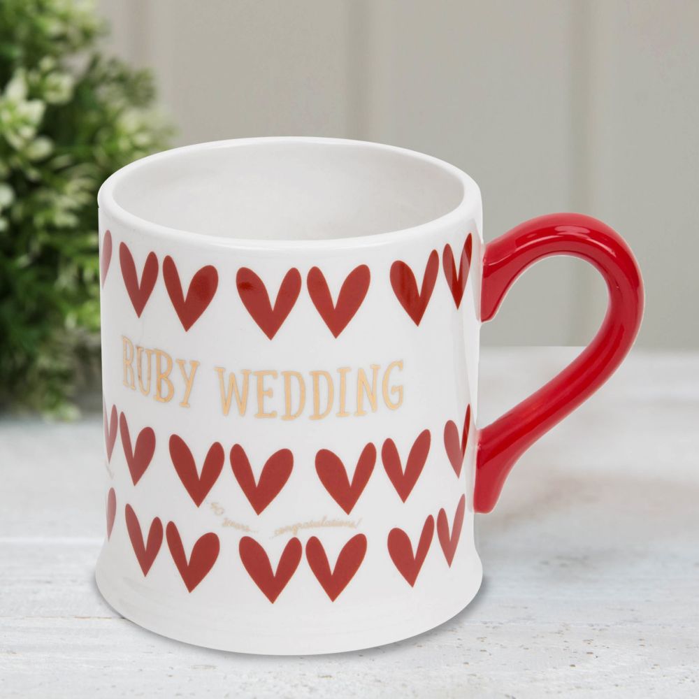 Quicksilver Electro Plated Ruby Wedding Anniversary Mug