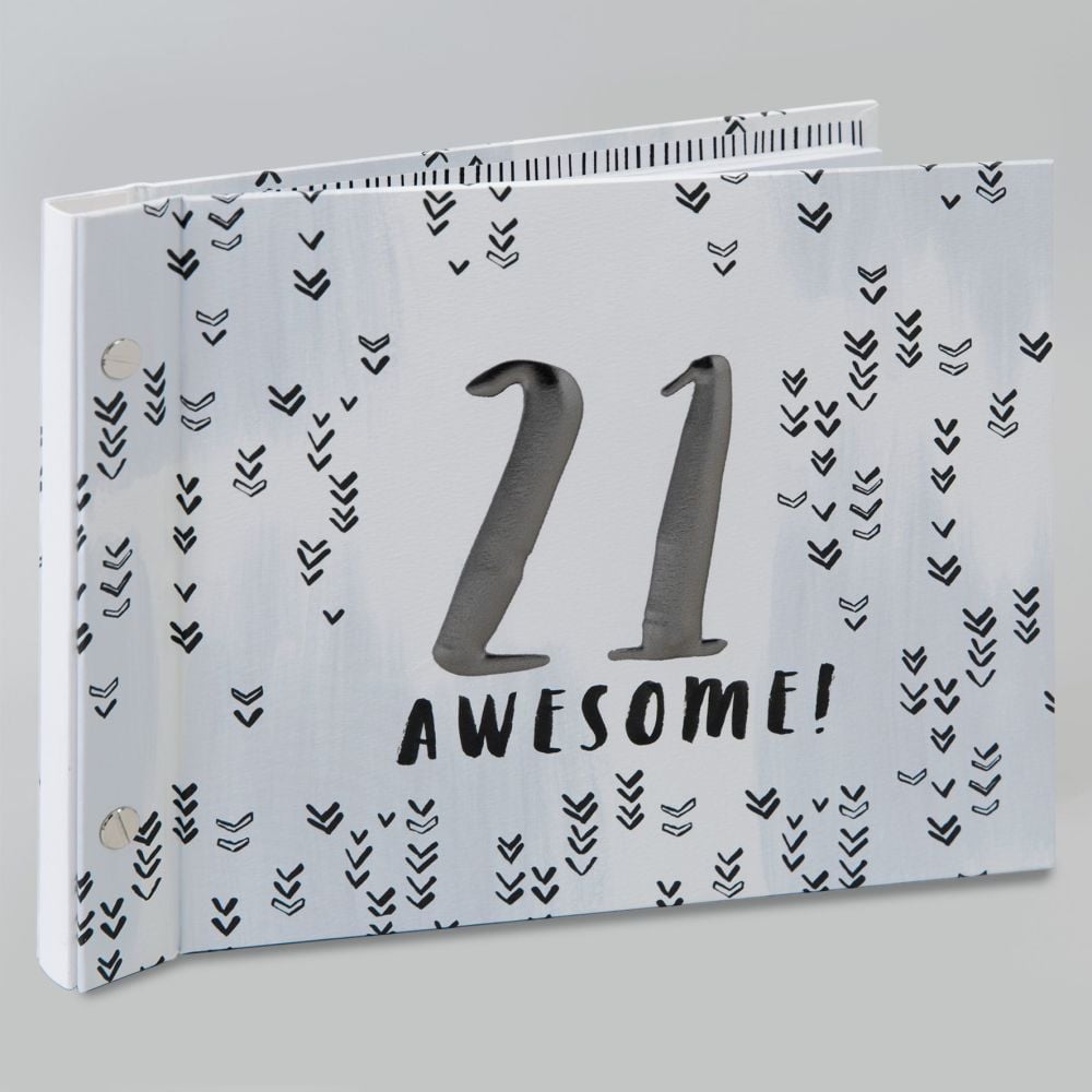 Grey And Gunmetal Foil  Detail 21st Birthday Guest Book and Photo Album 