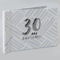 Grey And Gunmetal Foil  Detail 30th Birthday Guest Book and Photo Album 