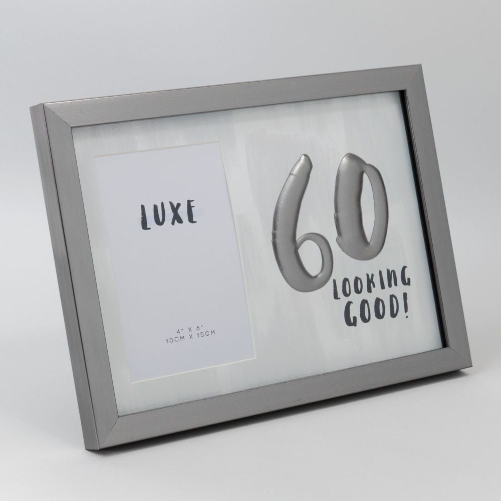 Grey And Gunmetal Foil Detail 60th Birthday 4 x 6 Photo Frame 