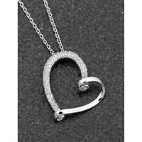 Equilibrium Looped Silver Plated Diamante Heart Necklace Gift Boxed 204560