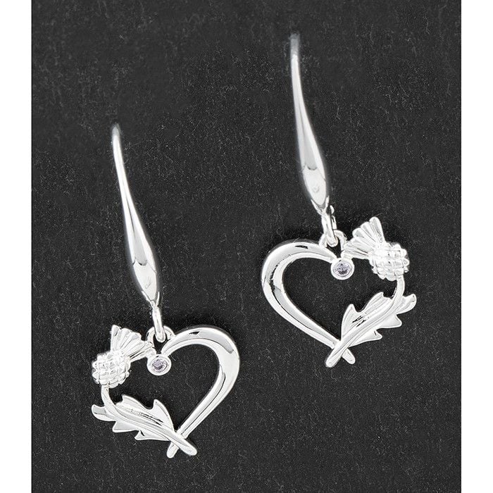 Equilibrium Vibrant Thistle Silver Plated Heart Earrings 314526
