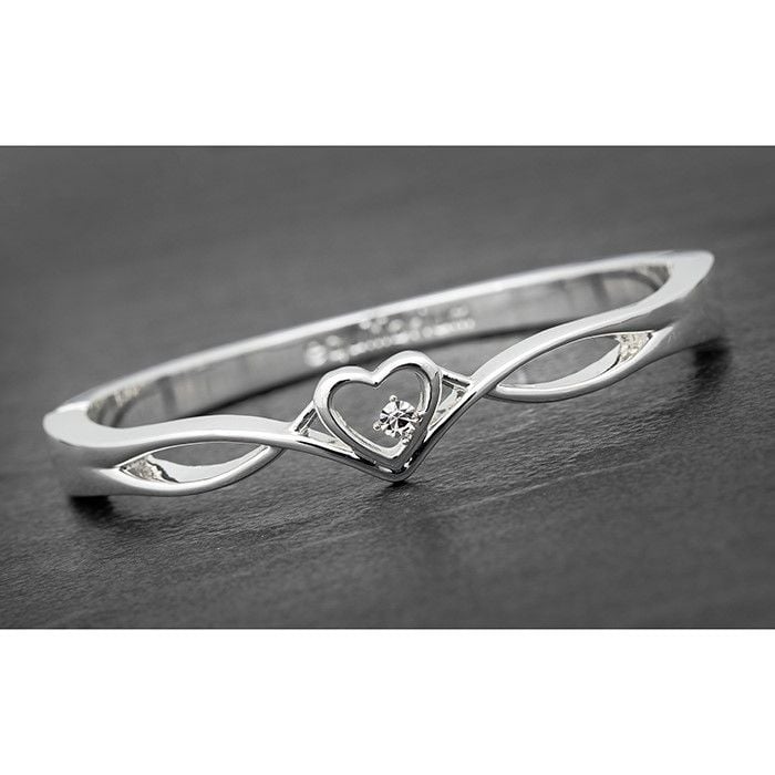 Equilibrium Elegant Silver Plated Heart Bangle Gift Boxed 314660