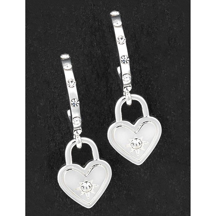 Equilibrium Vibrant Love Locks Silver Plated Heart Hoop Earrings 319540