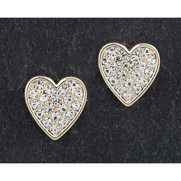 Equilibrium Glam Sparkle Gold Plated Heart Stud Earrings Gift Boxed 319740