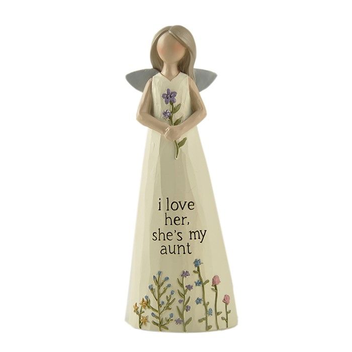 Feather & Grace "I Love Her, She`s My Aunt " Sentiment Angel Figurine
