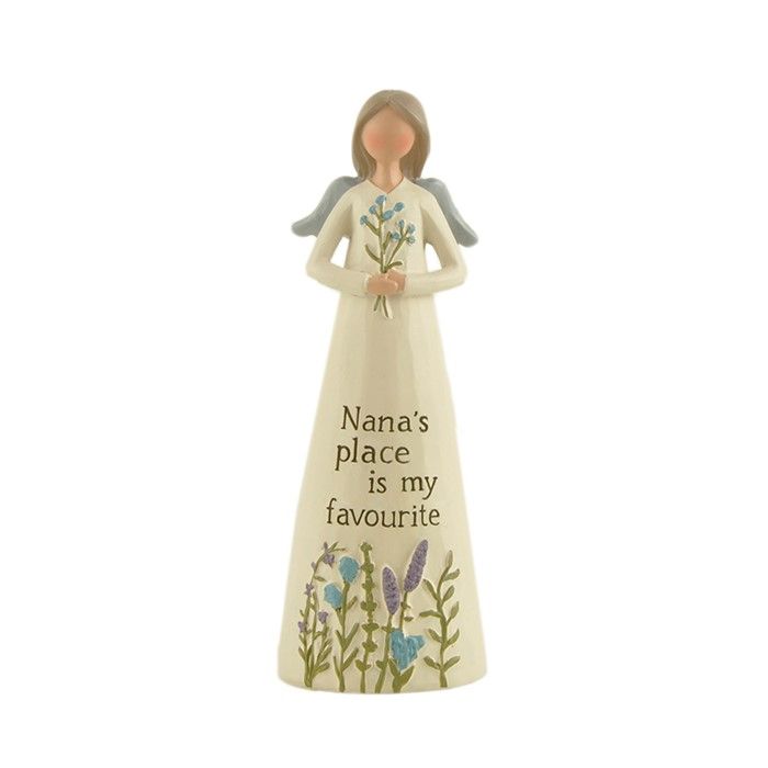 Feather & Grace "Nana's Place is my Favourite" Sentiment Angel Figurine